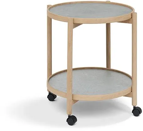 Thomsen Furniture James dienbladtafel - Eik/Steenlook donkergrijs/Grijs granietsteen Ø50 cm