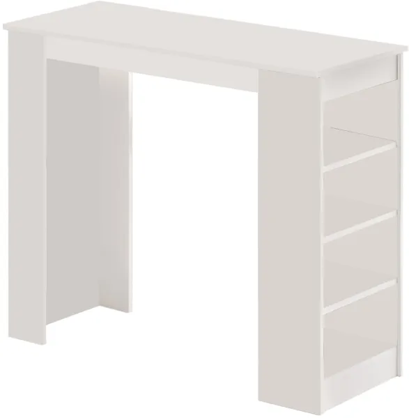 NORDVÄRK ST1 bartafel, met 3 planken - wit melamine (120x51,6)