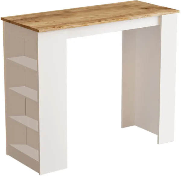 NORDVÄRK ST1 bartafel, met 3 planken - wit en natuurlijk melamine (120x51,6)