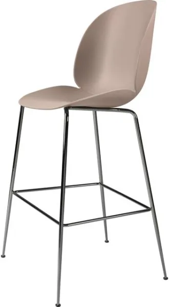 GUBI Beetle Barkruk H75 Conic Base Zwart Chroom/Sweet Pink