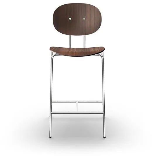 Sibast Furniture Piet Hein Barkruk Chroom Walnoot