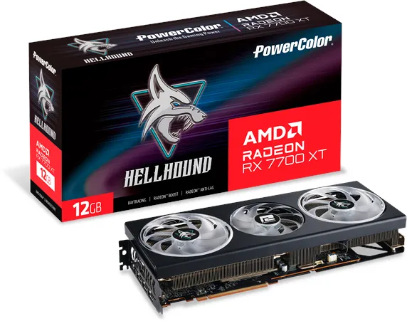 PowerColor Radeon RX 7700 XT Hellhound OC - 12GB GDDR6 VRAM - Grafische kaart