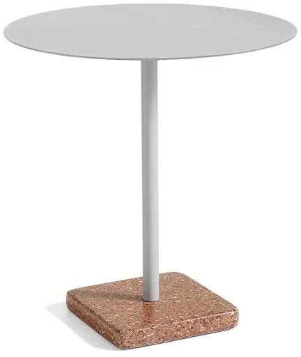 HAY Terrazzo Buitencafétafel Ø70 Sky Grey/Rood Terrazzo