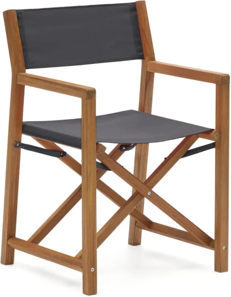 Thianna, Buitenvouwstoel, zwart/natuur, massief hout