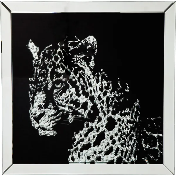 KARE DESIGN Poster, Mirror Leopard - Multicolor, met lijst, (80x80cm)
