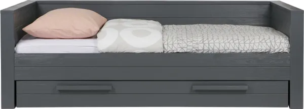 Dennis, Sofabed, donkergrijs, H73x101x219 cm, grenenhout