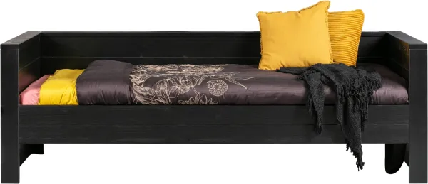 Dennis, Sofabed, zwart, H73x101x219 cm, grenenhout