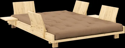Karup Design Social Slaapbank Met 4 Rugleuningen, Bijzettafels & Matras 140x200 Mocca/Gelakt