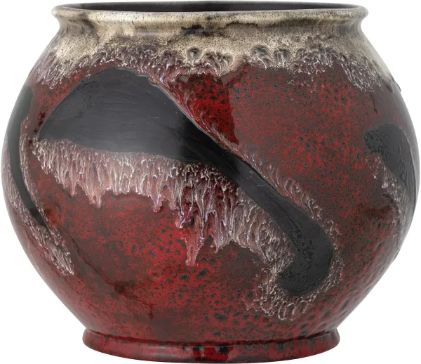Souha, Bloempot, rood, H29x24 cm, steengoed